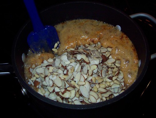 adding nuts to caramel