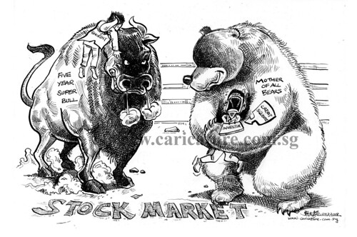 Comic strip illustration - Bull vs Bear watermark