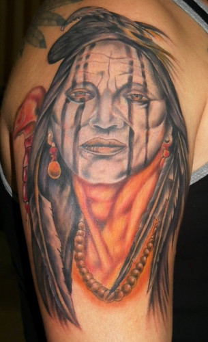 american indian Indian tattoo, color