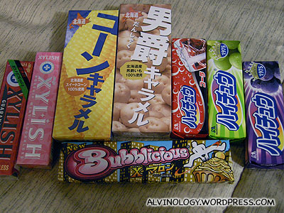 Gums and hi-chew candies we bought
