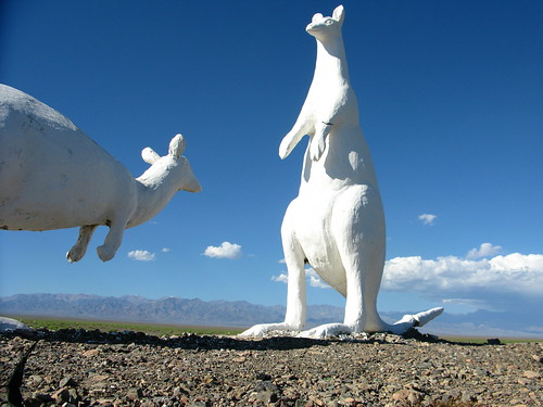 Roadside statues between Shanshan and Hami on National Highway 312, Xinjiang, China