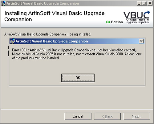 Error VBUC no Visual Studio installed