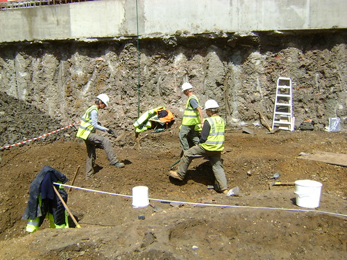 Will, Dave and Greg excavating a series of intercutting Roman quarry pits