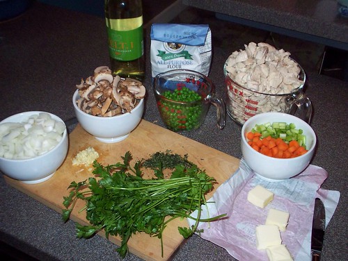 prepped ingredients for pot pie