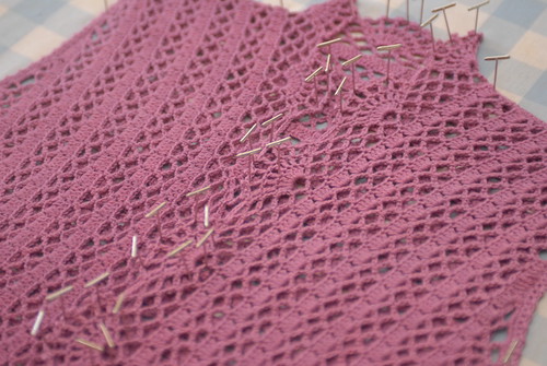 Purple Crochet Bolero Vest (blocking)