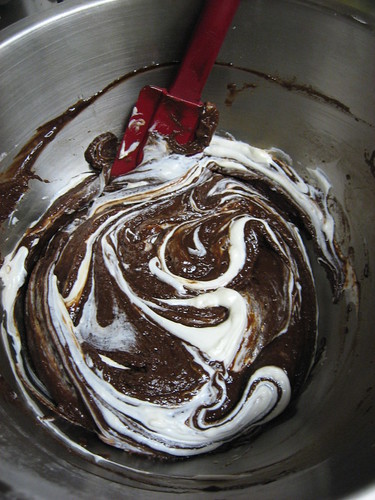 Chocolate Pumpkin Cheesecake Brownies, Adding Cream Cheese to the Chocolate Batter
