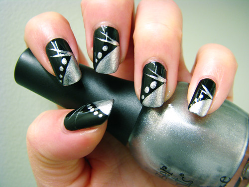 black and silver nail art by you.