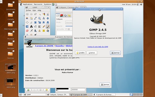 Gimp 2.4.5 et Gnome 2.22.1 sous Debian Sid 