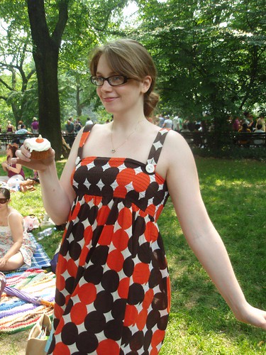Nicole's cupcakes match her dress!