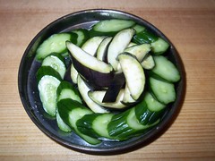 Pickled cucumber and egg plant
