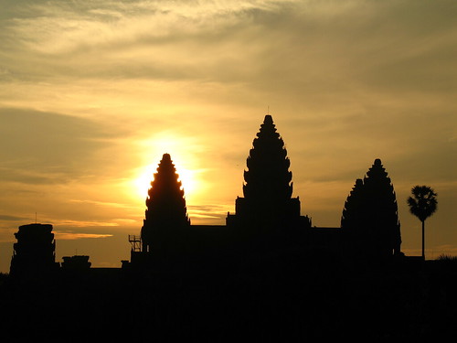 Sun behind Angkor Wat