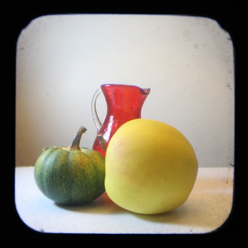 Still Life With Vase Apple and Mini-Pumpkin