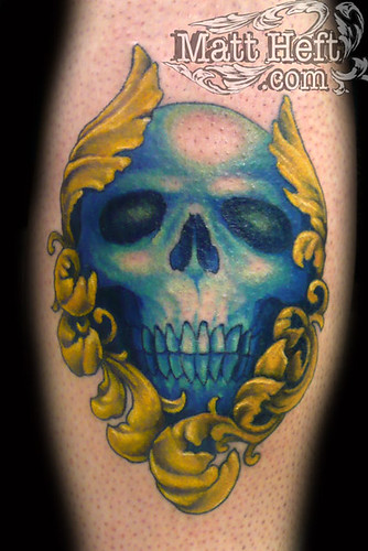 Blue Skull Tattoo by Matt Heft - Custom Tattoos & Fine Art
