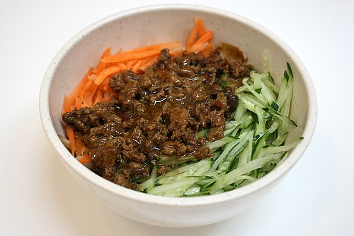 Zha Jiang Mian - Noodles with Mince in Braised Bean Sauce