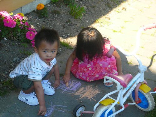 Jeremiah and Cameron tagging my walkway