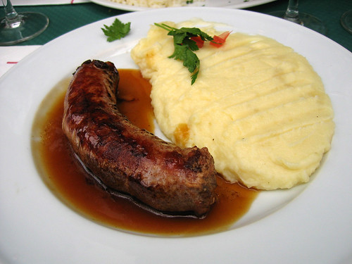 Country sausage and mashed potatoes