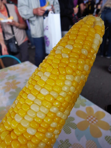 fresh and plucked boiled corn