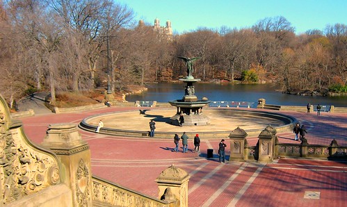 bethesda fountain central park nyc. Bethesda Fountain, Central Park, NY. Bethesda Fountain rises high above Bethesda Terrace, looking over the hundreds of visitors that come every day to relax