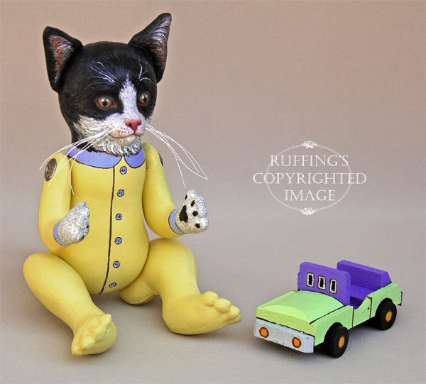 Ziggy Original Tuxedo Kitten Folk Art Cat Doll by Elizabeth Ruffing