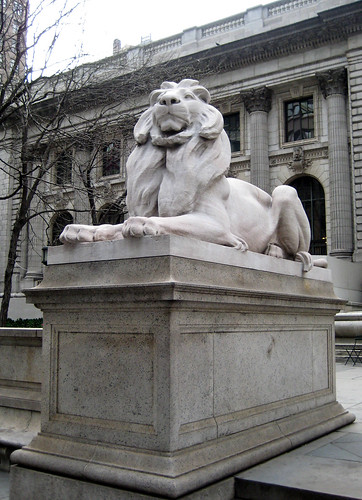 The "Leo Lenox" statue at the entrance of the New York Public Library, by BjÃƒÂ¶rn Hermans, Crea