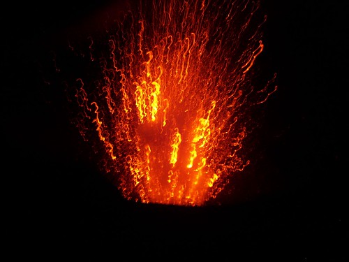Mount Yasur tosses some lava boms