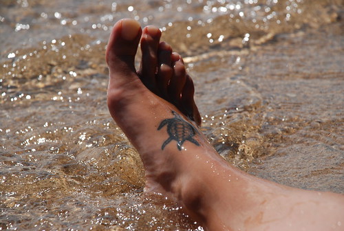 Foot tattooed