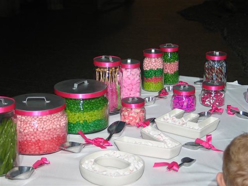 pink and green candy buffet