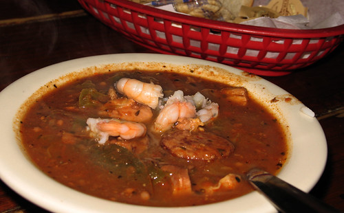 Chicken, sausage & shrimp 
gumbo at Liuzza's by the Track