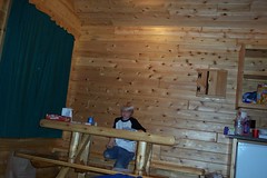 Tom in the cabin.