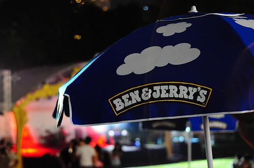 Fluffy white clouds on the Ben & Jerry's brolly