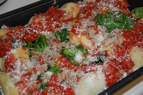 Stuffed Shells Ready to Go in the Oven