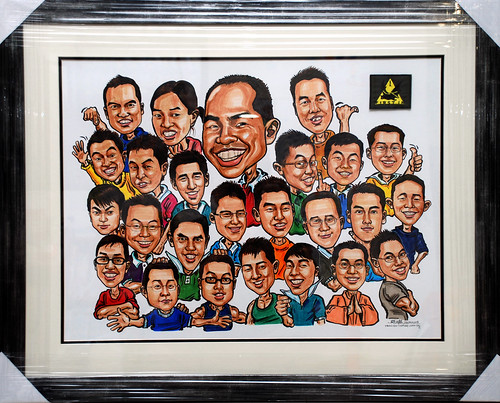 Group caricatures G2 Army colour framed
