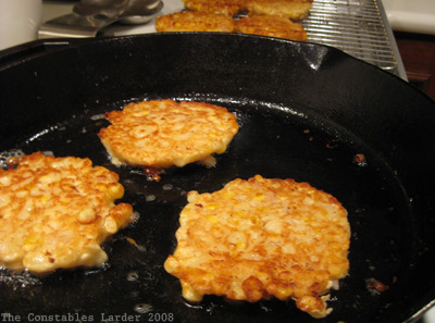 corn fritter cooking