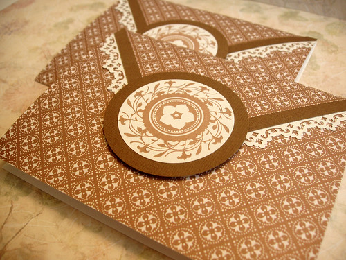 handmade thank you card designs. Brown Lace handmade cards