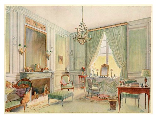 006- Boudoir Luis XVI con chaise longue-acuarela 1907