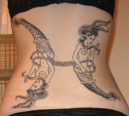 Twin Mermaids Pisces Designs Tattoo
