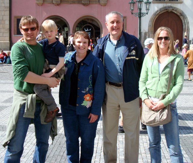 Josef, Simon, Marlene, Ray, Nika in Old Town Square, Prague
