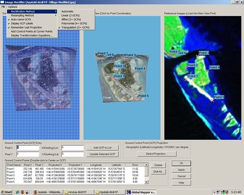 Apataki Atoll FP - Niutahi Village - Georectifying DigitalGlobe Image using Global Mapper