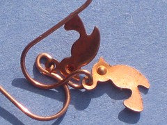 copper bird earrings