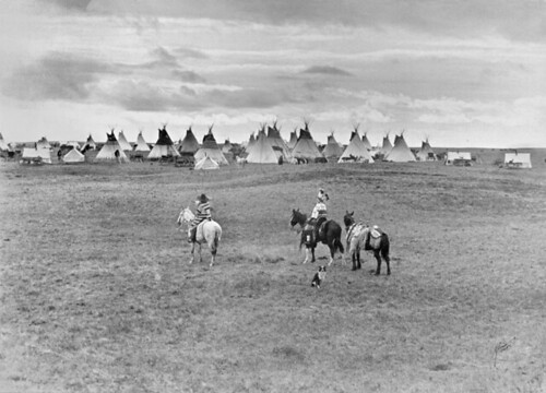 Aboriginal encampment near Calgary, AB, about 1925