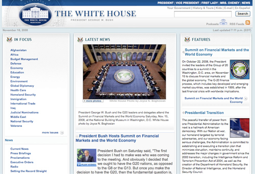 imagen actual de la web whitehouse.gov