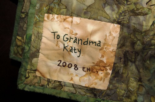 Grandma Katy's quilt label
