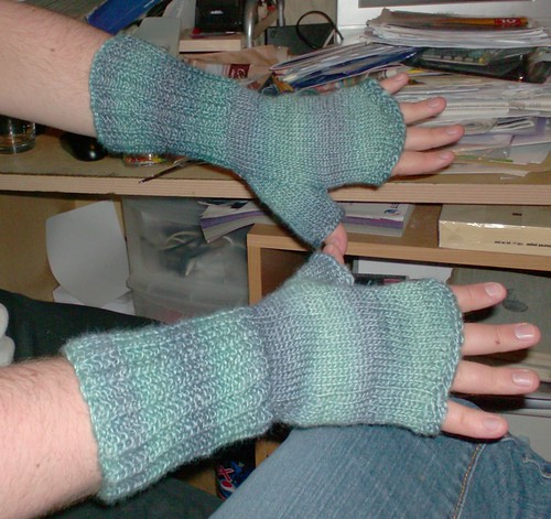 Men's fingerless gloves blue Rowan Tapestry