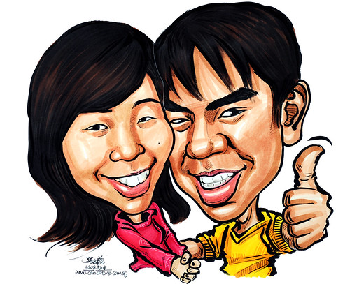 Couple caricatures in colour 160808