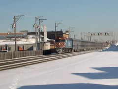 Westbound Metra commuter local. Elmwood Park Illinois. Febuary 2008.