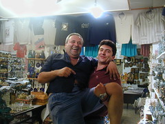 Two happy Greek salesmen