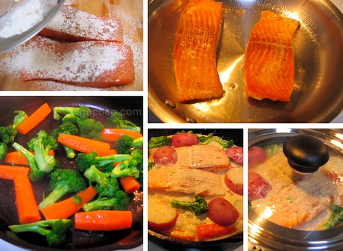Salmon and veges with creamy sauce 