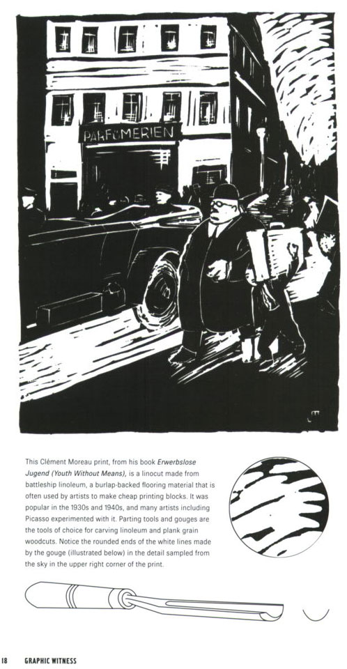 Clement Moreau linocut from the book GRAPHIC WITNESS