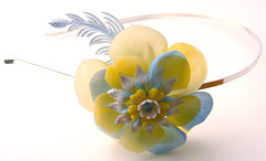 Blue, Yellow and White Vintage Flowers Headband