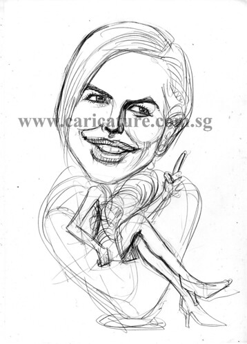 Celebrity caricatures - Nicole Kidman pencil sketch watermark